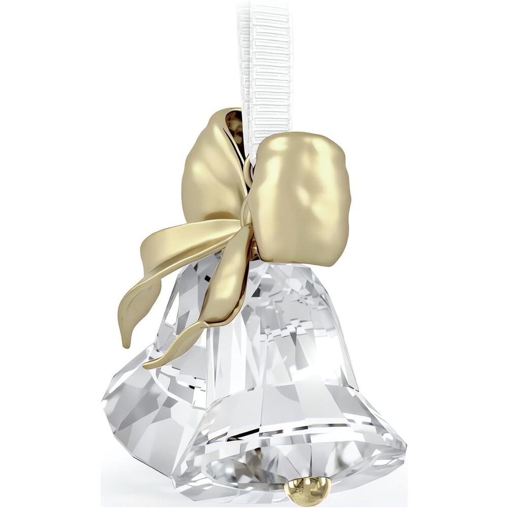 Swarovski Holiday Magic Bells Crystal Ornament 5686321 Gold Bow Christmas NIB - Picture 2 of 7